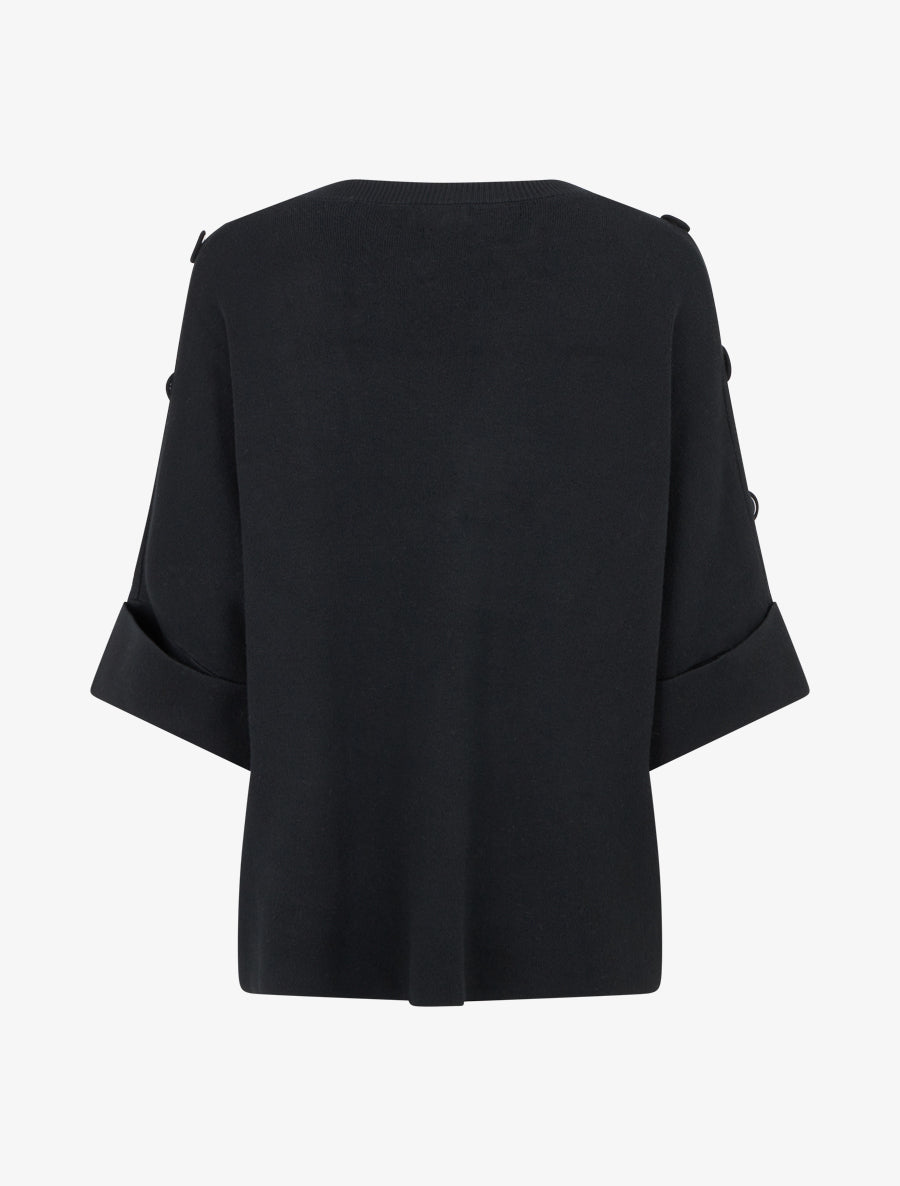 Pull uni à boutons décoratifs - Noir - 2