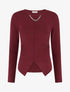 Pull asymétrique à empiècement bijou M - Bordeaux - 1