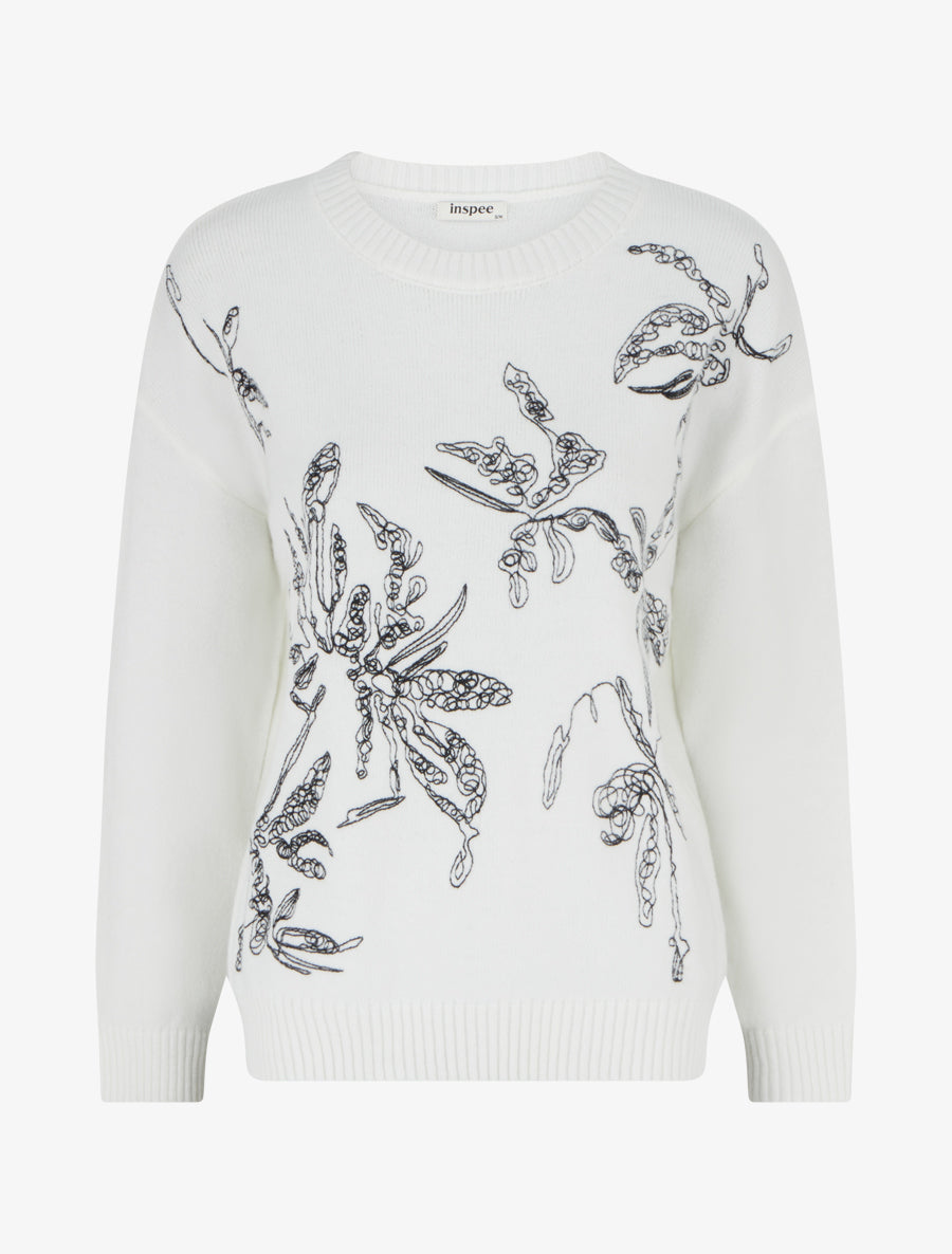 Pull à imprimé fantaisie - Blanc - 1