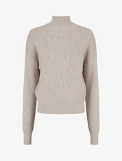 Pull uni à col montant - Taupe - 1