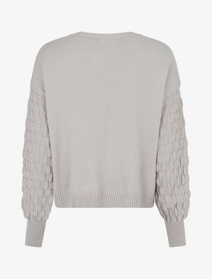 Pull droit à manches longues texturées - Taupe clair - 2