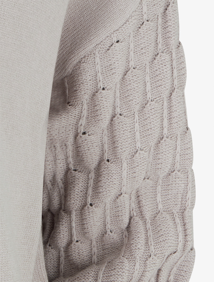 Pull droit à manches longues texturées - Taupe clair - 3