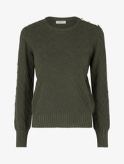 Pull droit en maille fantaisie - Kaki - 1
