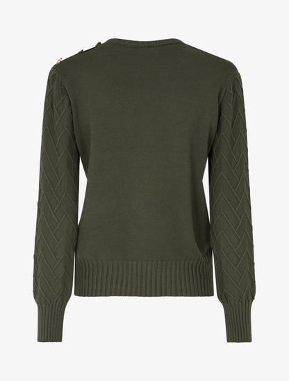 Pull droit en maille fantaisie - Kaki - 2