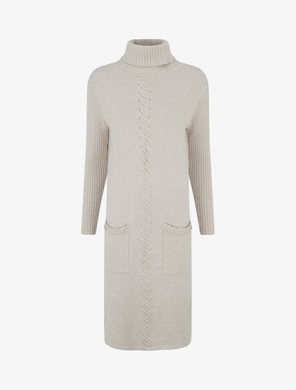 Robe pull à col roulé - Taupe - 1