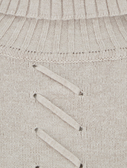 Robe pull à col roulé - Taupe - 3