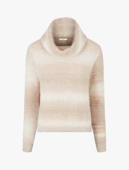 Pull droit effet duveteux à col roulé - Beige - 1