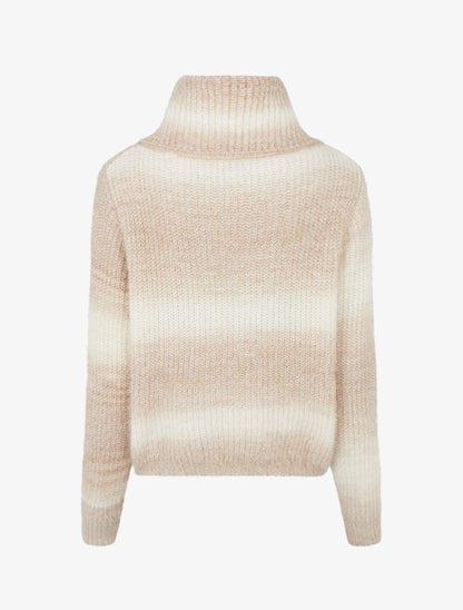 Pull droit effet duveteux à col roulé - Beige - 2