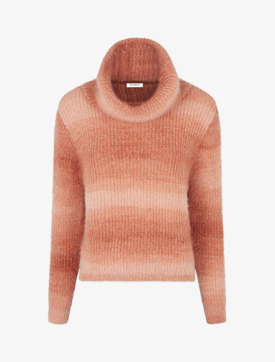Pull droit effet duveteux à col roulé - Orange - 1