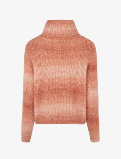 Pull droit effet duveteux à col roulé - Orange - 2
