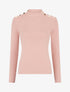Pull côtelé ajusté à boutons dorés - Rose - 1