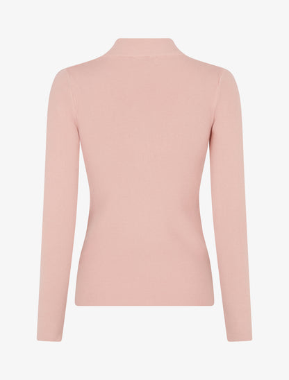 Pull côtelé ajusté à boutons dorés - Rose - 2