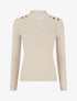 Pull côtelé ajusté à boutons dorés - Beige - 1