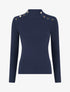 Pull côtelé ajusté à boutons dorés - Marine - 1