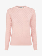 Pull ajusté en maille texturée à col rond - Rose - 1