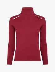 Pull côtelé à col roulé - Bordeaux - 1