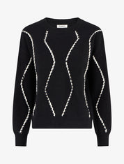 Pull droit à tresses irisées - Noir - 1