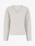 Pull droit irisé à col V - Beige - 1