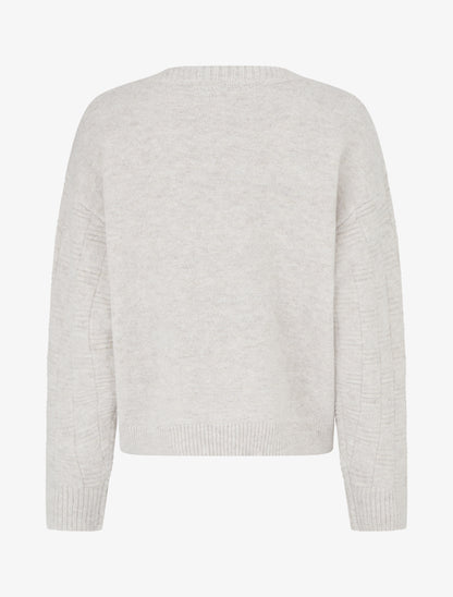 Pull droit irisé à col V - Beige - 2