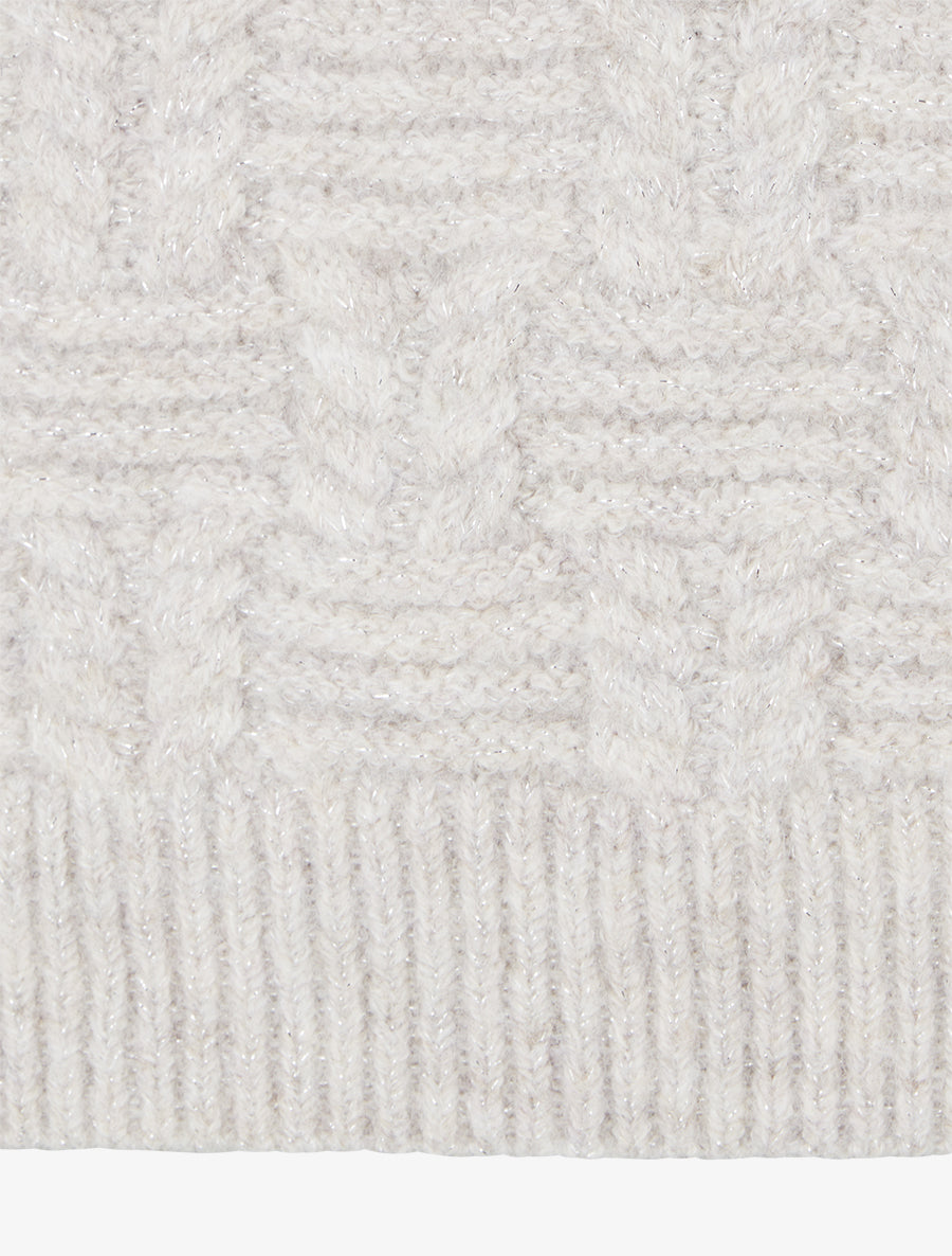 Pull droit irisé à col V - Beige - 3