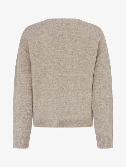 Pull droit irisé à col V - Taupe - 2
