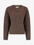 Pull droit irisé à col V - Marron - 1
