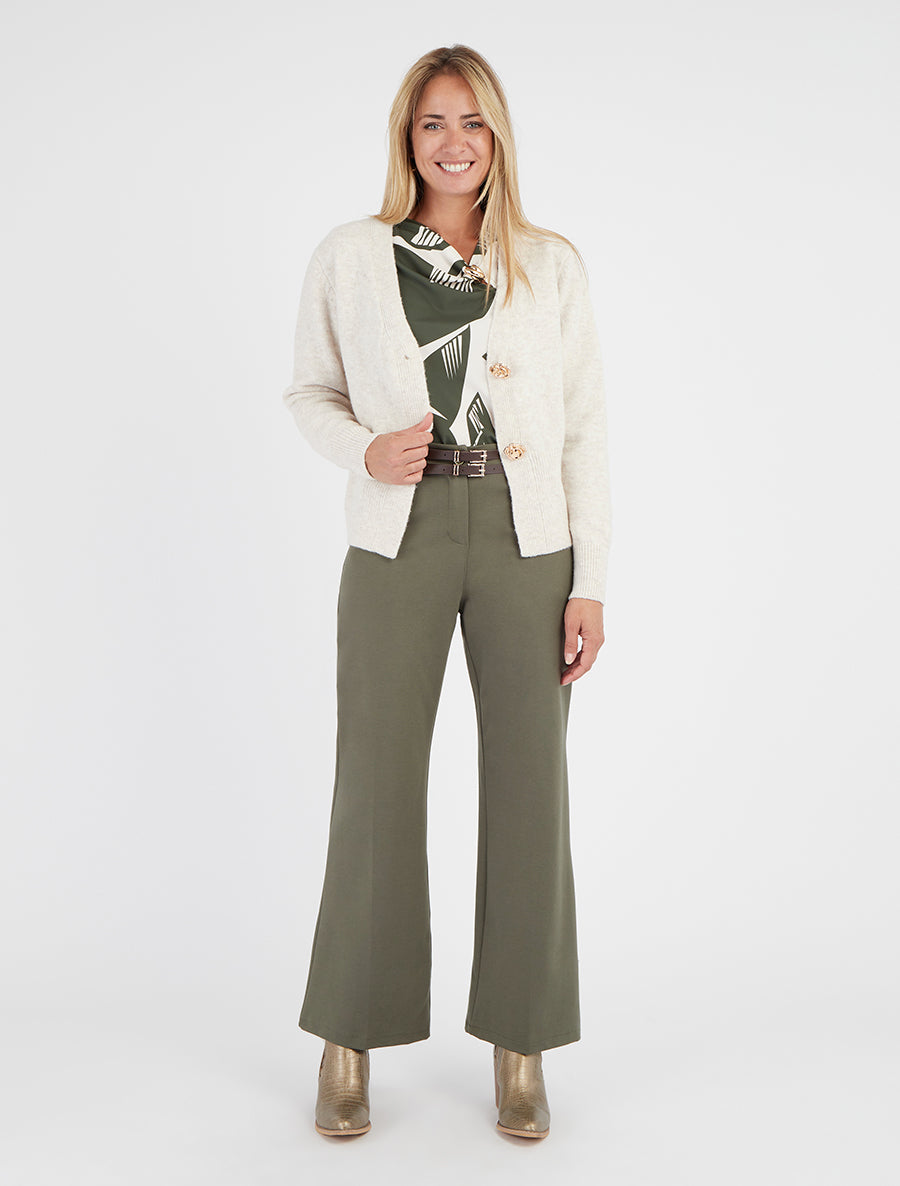 Gilet droit à boutons style rose - Écru - 8