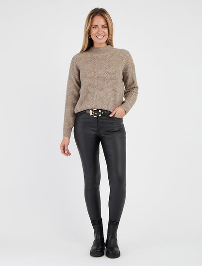 Gestructureerde effen gebreide trui - Mol