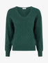 Pull uni à col V et détail ajouré - Vert sapin - 1