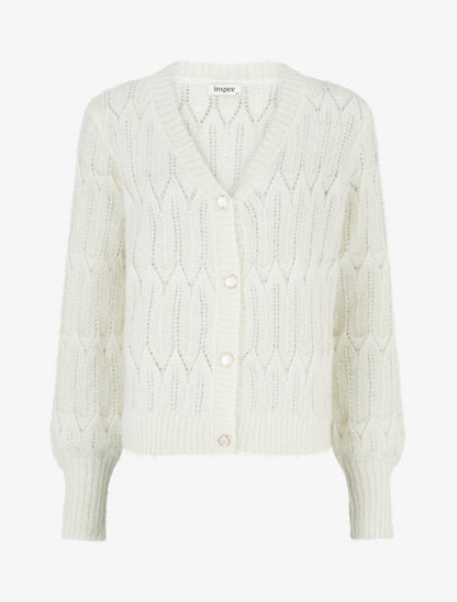 Gilet duveteux à détail irisé - Crème - 1