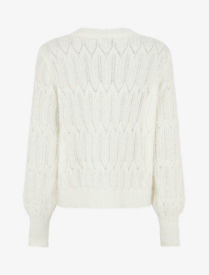 Gilet duveteux à détail irisé - Crème - 2