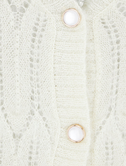 Gilet duveteux à détail irisé - Crème - 3