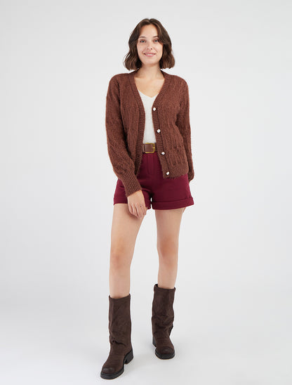 Gilet duveteux à détail irisé - Marron