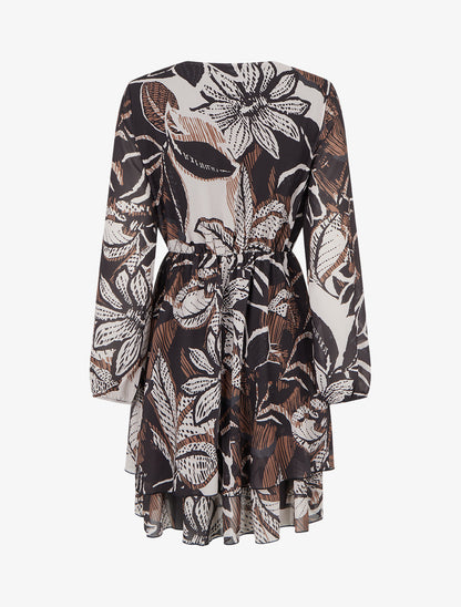 Robe mi-longue à taille élastiquée - Noir - 2