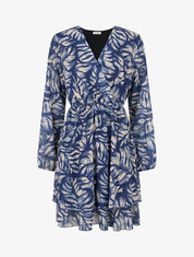 Robe mi-longue à taille élastiquée - Marine - 1