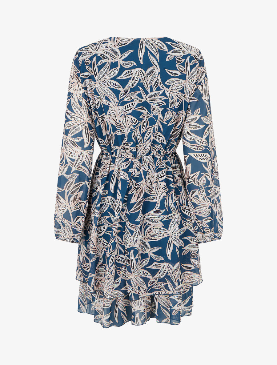 Robe mi-longue à taille élastiquée - Bleu canard - 2