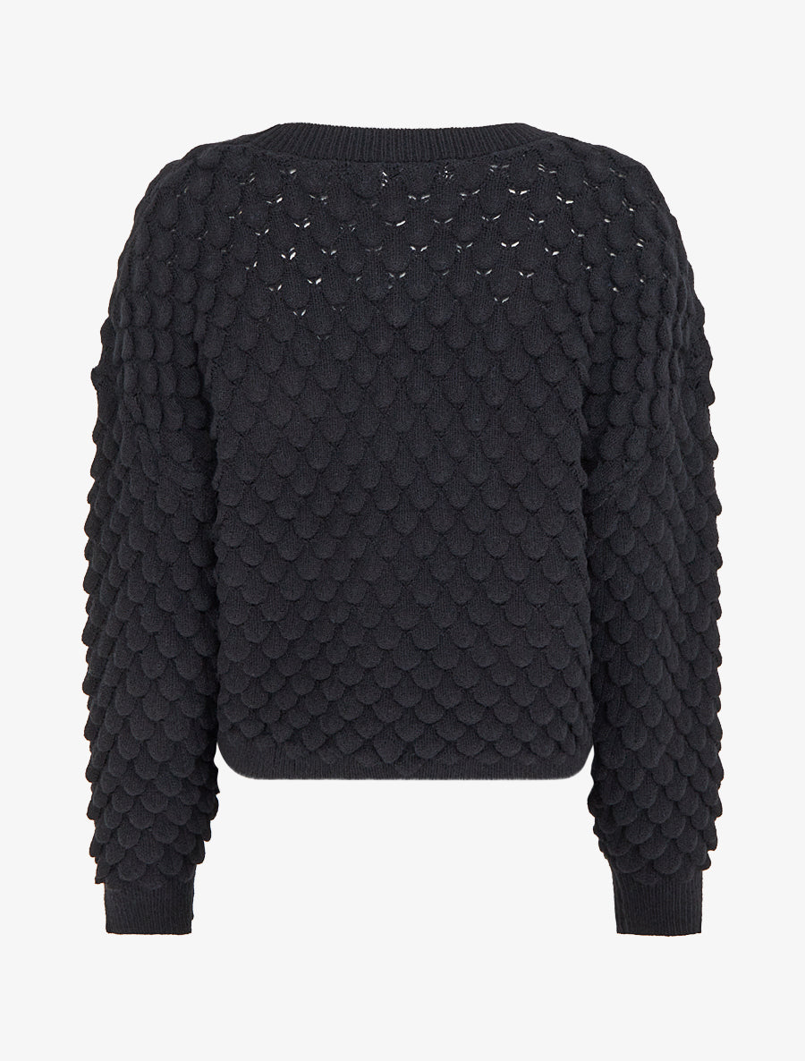 Pull texturé à motif écailles - Noir - 2