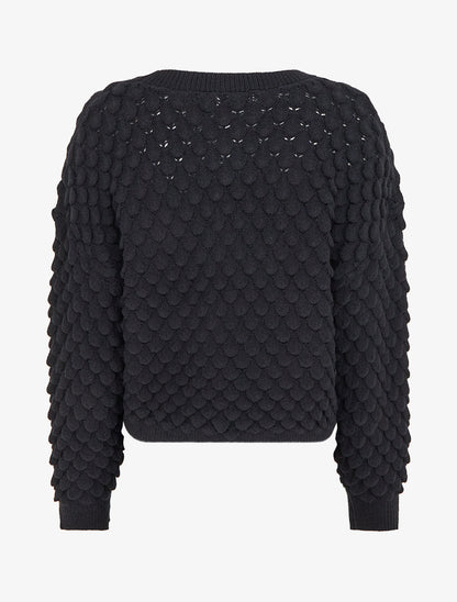 Pull texturé à motif écailles - Noir - 2