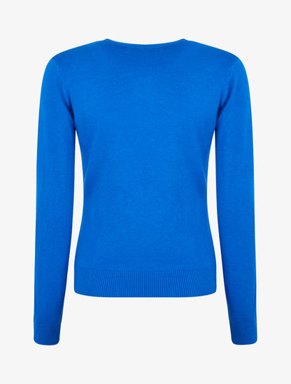 Pull fin uni à col rond - Bleu roi - 2