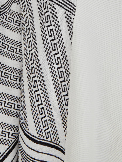 Poncho imprimé graphique à col mantant - Blanc - 3
