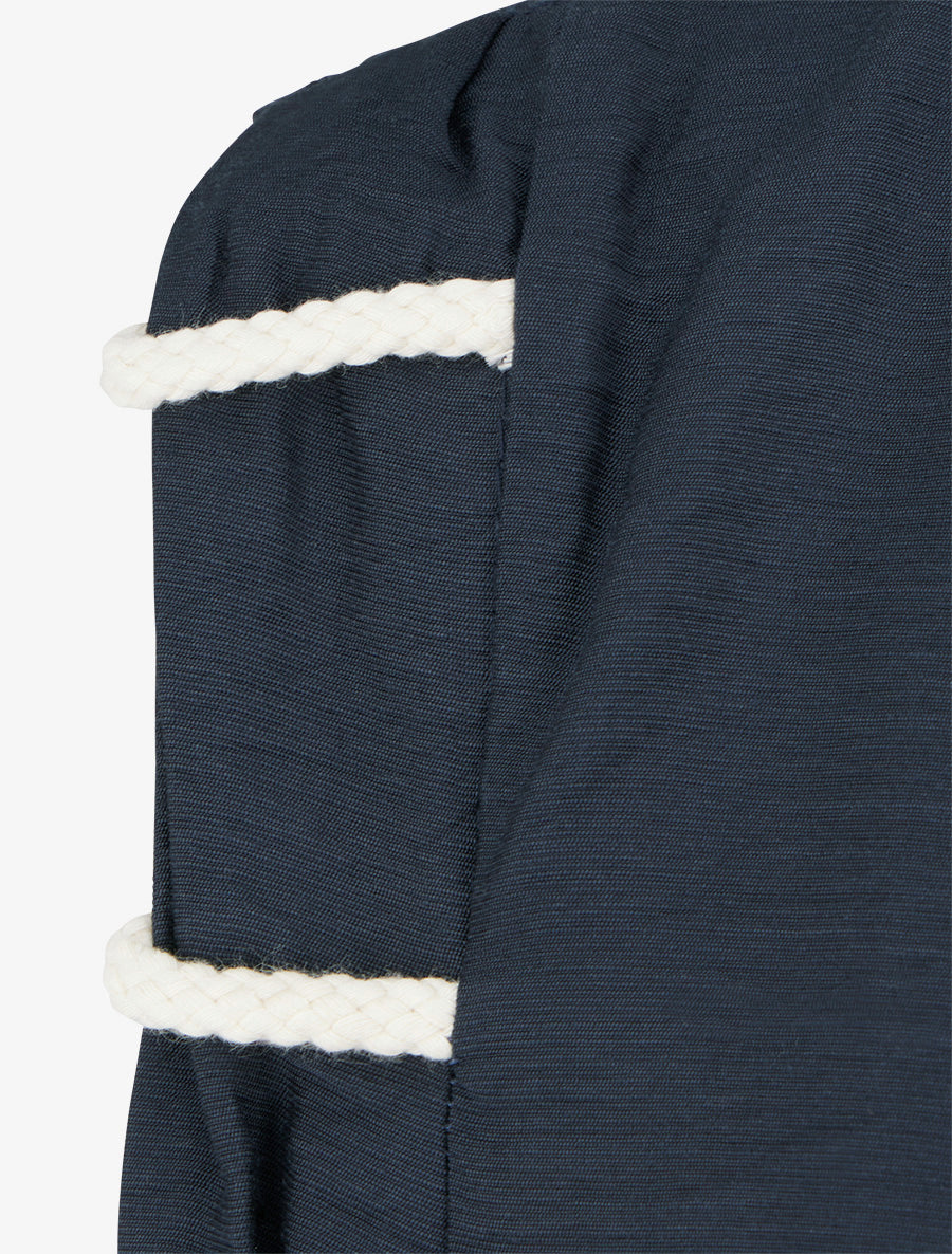 Top uni à détail effet cordes et broderies ajourés - Marine - 3