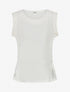 Top uni à détail effet cordes et broderies ajourés - Crème - 1