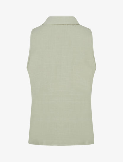 Chemisier sans manches à broderie floral - Vert amande - 2