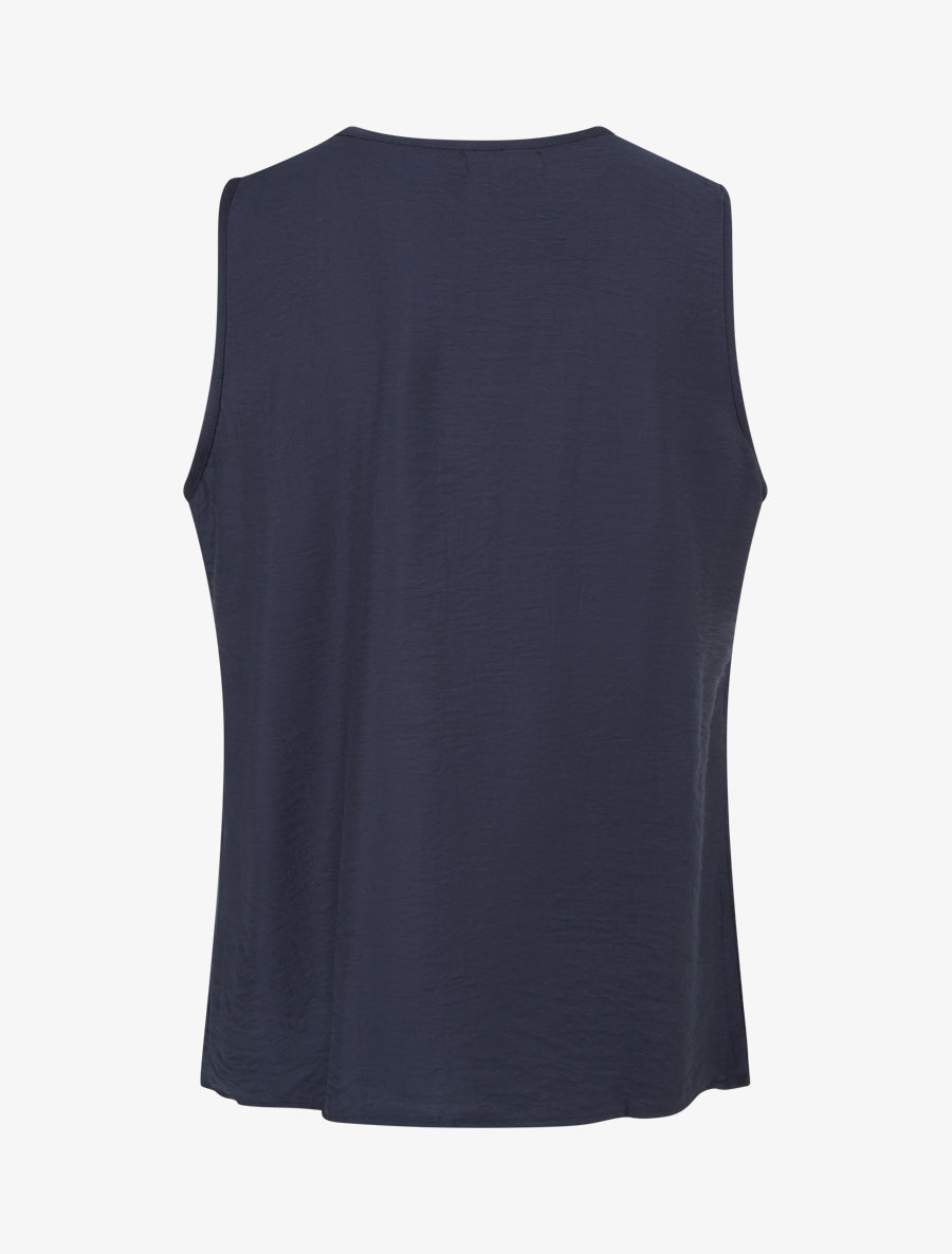 Top sans manches à col V volanté - Marine - 2