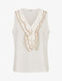 Top sans manches à col V volanté - Écru - 1