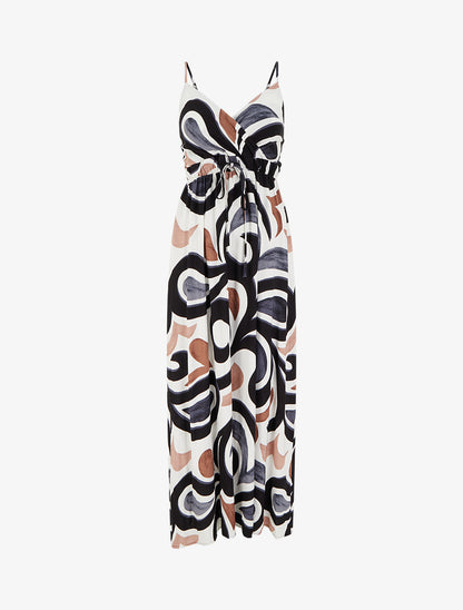 Robe longue imprimé fantaisie - Noir - 1