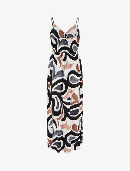 Robe longue imprimé fantaisie - Noir - 2