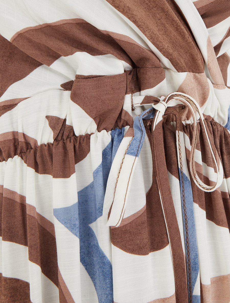 Robe longue imprimé fantaisie - Marron - 3