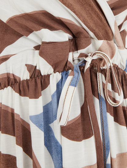 Robe longue imprimé fantaisie - Marron - 3