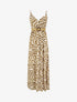 Robe longue évasée imprimé courbes fantaisies - Marron - 1